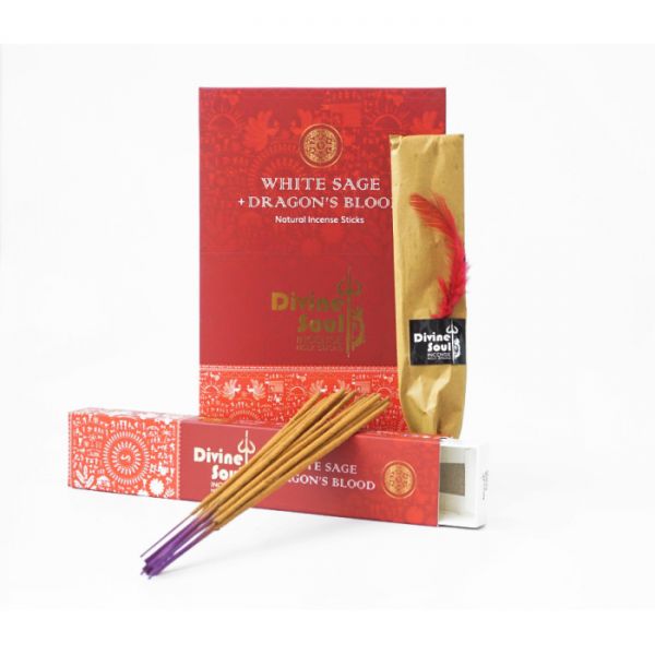 Аромапалочки Белый Шалфей и Кровь Дракона DIVINE SOUL WHITE SAGE DRAGON BLOOD 15 грамм