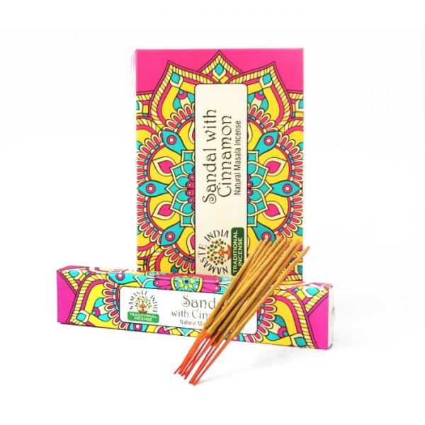 Аромапалочки Сандал + Корица NAMASTE INDIA SANDAL + CINNAMON 15 грамм