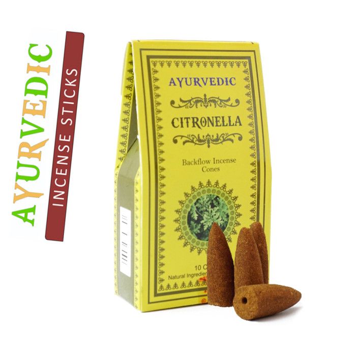 Ароматичні конуси Рідкий дим Цитронелла Аюрведік Ayurvedic BACK FLOW 10 шт.